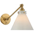 Antique-Burnished Brass with White Glass Glass and White Shade