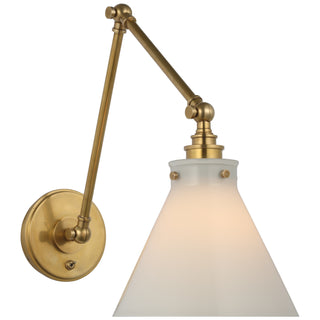Buy antique-burnished-brass-with-white-glass-glass Parkington Outdoor (Damp) Sconce by Visual Comfort Signature