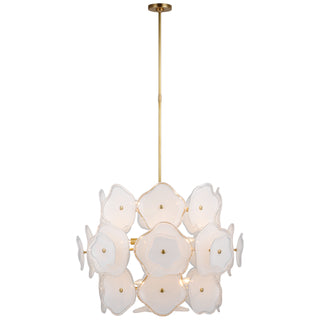 Buy soft-brass-with-cream-tinted-glass-glass-and-white-shade Leighton Outdoor (Damp) Chandelier by Visual Comfort Signature
