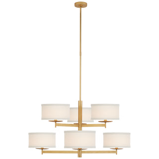 Buy gild-with-10-x-10-x-5-5-cream-linen-glass-and-natural-cream-shade Walker Chandelier by Visual Comfort Signature