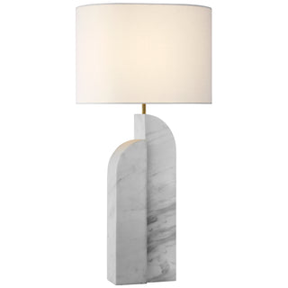 Buy white-marble-with-18-x-18-x-12-linen-oval-glass Savoye Table Lamp by Visual Comfort Signature