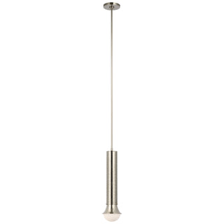 Buy polished-nickel-with-white-glass-glass-and-white-shade Precision Outdoor (Damp) Pendant by Visual Comfort Signature