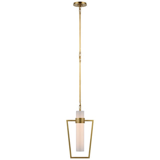 Buy hand-rubbed-antique-brass-with-white-glass-glass-and-white-shade Presidio Outdoor (Damp) Pendant by Visual Comfort Signature