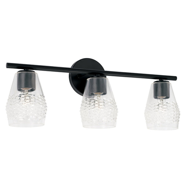 Three Light Vanity from the Dena Collection in Matte Black Finish by Capital Lighting (Clearance Display, Final Sale)