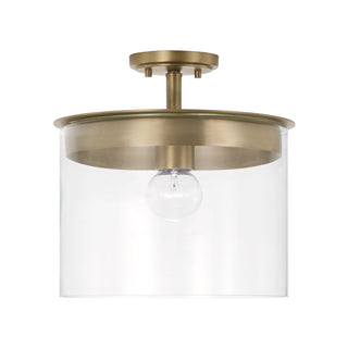 Buy aged-brass-with-clear-glass-glass-and-clear-shade Mason Flush Mount Ceiling Light by Capital Lighting