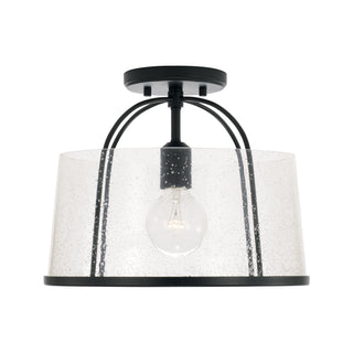 Buy matte-black-with-clear-seeded-glass-glass-and-clear-seedy-shade Madison Flush Mount Ceiling Light by Capital Lighting