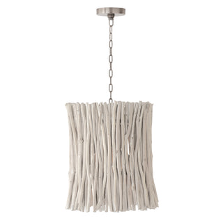 Buy brushed-pewter-and-woven-natural-shade Cara Pendant by Capital Lighting