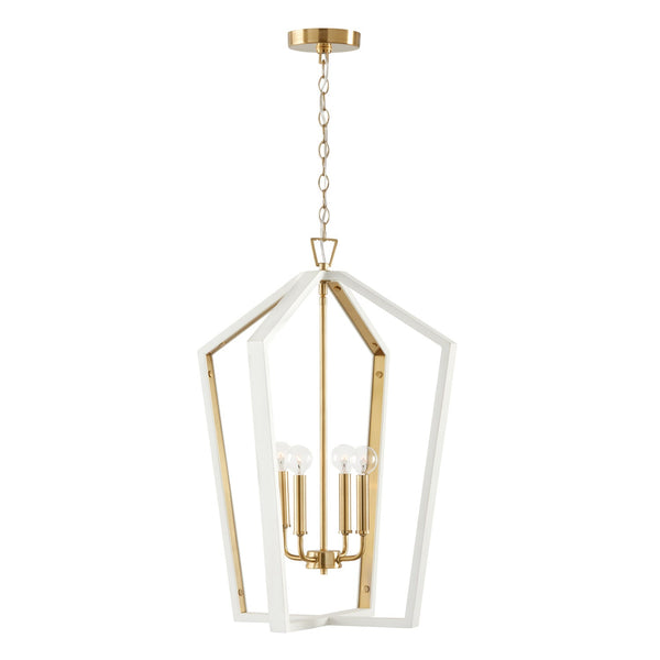 Four Light Pendant from the Maren Collection in Flat White and Matte Brass Finish by Capital Lighting (Clearance Display, Final Sale)