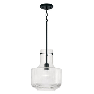 Buy matte-black-with-clear-fluted-glass-glass-and-clear-shade Nyla Pendant by Capital Lighting