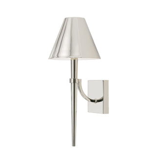 Buy polished-nickel-with-metal-shade-with-white-interior-glass Holden Outdoor (Damp) Wall Sconce by Capital Lighting