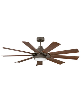 Buy metallic-matte-bronze-finish-with-walnut-blades 9-Blades Turbine Outdoor (Wet) Ceiling Fan with Light by Hinkley