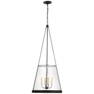 Buy bronze-with-clear-restoration-glass-glass-and-clear-shade Reese Outdoor (Damp) Pendant by Visual Comfort Signature