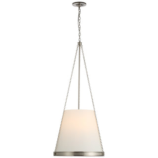Buy polished-nickel-with-linen-glass Reese Outdoor (Damp) Pendant by Visual Comfort Signature
