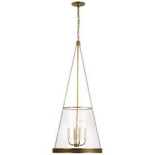Buy soft-brass-with-clear-restoration-glass-glass-and-clear-shade Reese Outdoor (Damp) Pendant by Visual Comfort Signature