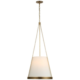 Buy soft-brass-with-linen-glass Reese Outdoor (Damp) Pendant by Visual Comfort Signature
