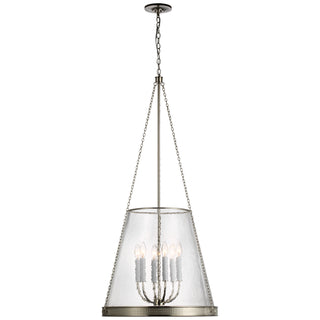 Buy polished-nickel-with-clear-restoration-glass-glass-and-clear-shade Reese Outdoor (Damp) Pendant by Visual Comfort Signature