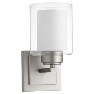 Buy satin-nickel-with-clear-glass-and-clear-shade Cameron Outdoor (Damp) Sconce by Quorum