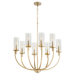 Buy aged-brass-w-smoke-fluted-glass Ladin Outdoor (Damp) Chandelier by Quorum