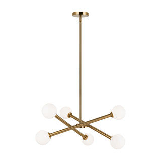 Buy aged-gold-brass-with-opal-glass-glass-and-white-shade Matchstix Chandelier by Matteo Lighting
