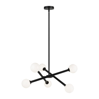 Buy black-with-opal-glass-glass-and-white-shade Matchstix Chandelier by Matteo Lighting