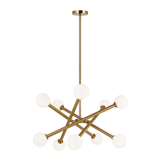 Buy aged-gold-brass-with-opal-glass-glass Matchstix Chandelier by Matteo Lighting