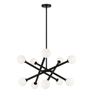 Buy black-with-opal-glass-glass Matchstix Chandelier by Matteo Lighting