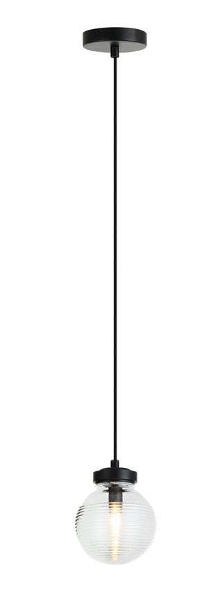 Buy matte-black-with-ribbed-clear-glass-glass Ridge Pendant by Matteo Lighting