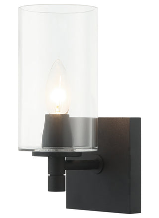 Buy matte-black-with-clear-glass-glass Candela Outdoor (Damp) Sconce by Matteo Lighting