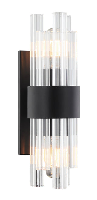 Buy matte-black-with-ribbed-clear-glass-glass Kellan Sconce by Matteo Lighting