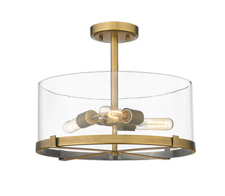 Buy rubbed-brass-with-clear-glass-and-clear-shade Callista Outdoor (Damp) Semi-Flush Mount Ceiling Light by Z-Lite