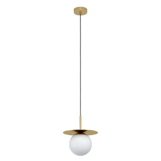 Buy brushed-brass-with-white-opal-glass-and-opal-shade Arenales Mini Pendant by Eglo USA