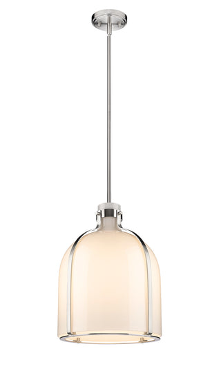 Buy brushed-nickel-with-white-opal-glass-and-opal-shade Pearson Outdoor (Damp) Pendant by Z-Lite