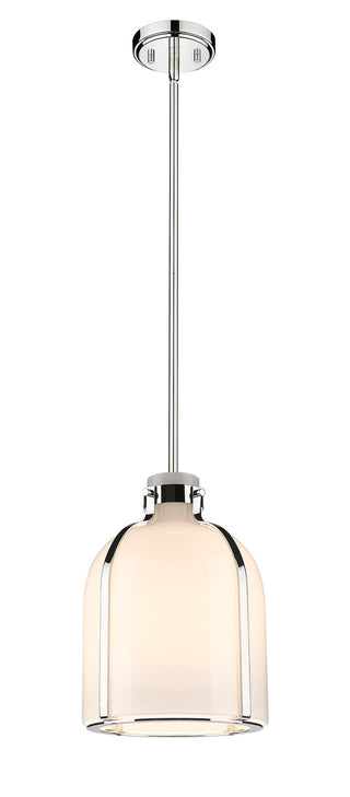 Buy polished-nickel-with-white-opal-glass-and-white-shade Pearson Outdoor (Damp) Pendant by Z-Lite
