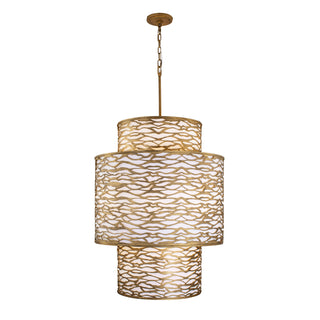 Buy havana-gold-with-bone-linen-shade-glass Kato Pendant by Varaluz
