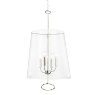 Buy polished-nickel-with-clear-glass-and-clear-shade James Outdoor (Damp) Pendant by Hudson Valley