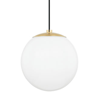 Buy aged-brass-with-glossy-white-glass-and-white-shade Stella Outdoor (Damp) Pendant by Mitzi