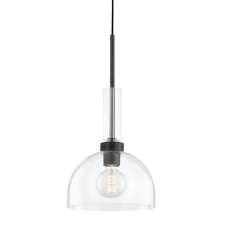 Buy soft-black-with-clear-glass-and-clear-shade Tabitha Outdoor (Damp) Pendant by Mitzi