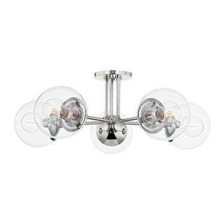 Buy polished-nickel-with-clear-glass-and-clear-shade Meadow Outdoor (Damp) Semi Flush Mount Light by Mitzi