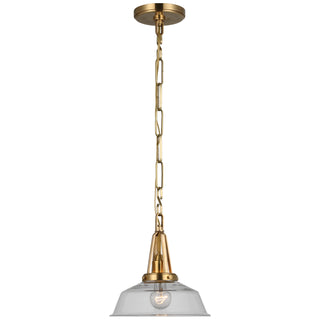 Buy antique-burnished-brass-with-clear-glass-glass-and-clear-shade Layton Outdoor (Damp) Pendant by Visual Comfort Signature