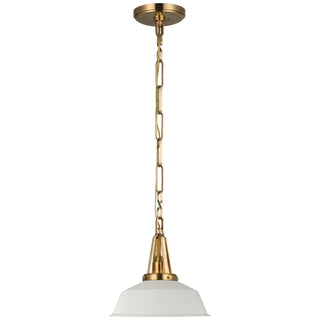 Buy antique-burnished-brass-with-matte-white-glass-and-white-shade Layton Outdoor (Damp) Pendant by Visual Comfort Signature