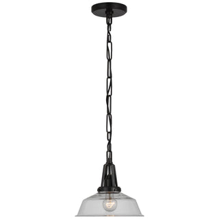 Buy bronze-with-clear-glass-glass-and-clear-shade Layton Outdoor (Damp) Pendant by Visual Comfort Signature