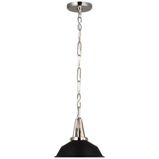 Buy polished-nickel-with-matte-black-glass-and-black-shade Layton Outdoor (Damp) Pendant by Visual Comfort Signature