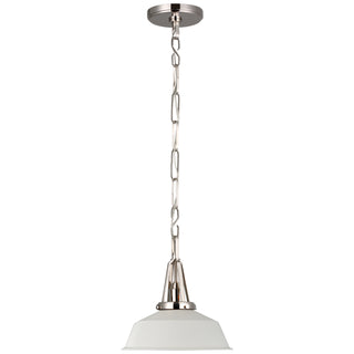 Buy polished-nickel-with-matte-white-glass-and-white-shade Layton Outdoor (Damp) Pendant by Visual Comfort Signature