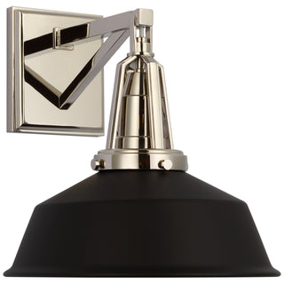 Buy polished-nickel-with-matte-black-glass-and-black-shade Layton Outdoor (Damp) Sconce by Visual Comfort Signature