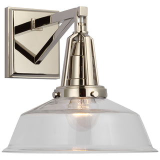 Buy polished-nickel-with-clear-glass-glass-and-clear-shade Layton Outdoor (Damp) Sconce by Visual Comfort Signature