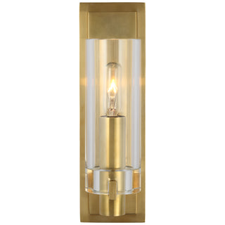 Buy antique-burnished-brass-with-clear-glass-glass-and-clear-shade Sonnet Outdoor (Damp) Sconce by Visual Comfort Signature