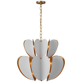 Buy matte-white-and-gild-and-white-shade Danes Outdoor (Damp) Chandelier by Visual Comfort Signature