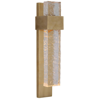 Buy soft-brass-and-clear-wavy-glass Brock Outdoor (Damp) Sconce by Visual Comfort Signature