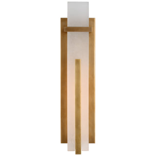 Buy hand-rubbed-antique-brass-with-alabaster-glass Malik Outdoor (Damp) Sconce by Visual Comfort Signature