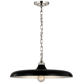 Buy polished-nickel-with-aged-iron-glass Piatto Outdoor (Damp) Pendant by Visual Comfort Signature